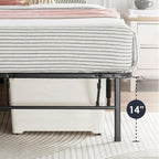 Best Price Mattress 14-inch Foldable Quickbase Metal Platform Bed Frame with Tool Free Easy Assembly, Wood Slats No Box Spring Needed, Black, Cal King