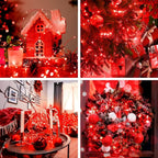 JMEXSUSS 2 Pack Red Fairy Lights Battery Operated, Total 200 LED 66ft Red String Lights Battery Powered with Remote, 8 Modes Christmas Lights for Tree Indoor Outdoor Wreath Bedroom Halloween Decor