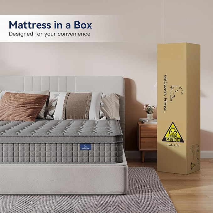 Vesgantti 12 Inch Multilayer Hybrid Twin Mattress - Multiple Sizes & Styles Available, Ergonomic Design with Memory Foam and Pocket Spring, Medium Firm Feel, Grey