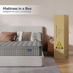 Vesgantti 10 Inch Multilayer Hybrid Queen Mattress - Multiple Sizes & Styles Available, Ergonomic Design with Memory Foam and Pocket Spring, Medium Firm Feel, Grey