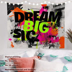Batmerry Aim High Reach For Stars Tapestry, Be Ambitious Believe In Yourself Wall Art Hanging Decoration Polyester Fiber White Ruffled Around for Dorm Room Bedroom Living Room, 39.1x59.1 inches