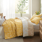 Bedsure Full Comforter Set - Yellow Bed Set, 3 Pieces Cute Floral Bedding, 1 Soft Reversible Botanical Flowers Comforter and 2 Pillow Shams