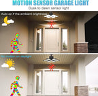 Motion Sensor Garage Light - 150W LED Garage Lights Motion Activated with PIR & Photocell Sensors,6 Adjustable Panels, for Attic Porch Stairway