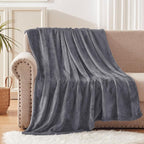 Exclusivo Mezcla Extra Large Fleece Throw Blanket for Couch, Sofa, 300GSM Super Soft and Warm Blankets, Grey Throw All Season Use, Cozy, Plush, Lightweight, 50x70 Inches