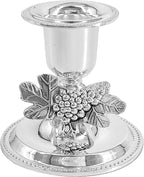 The Dreidel Company Shabbat Candlesticks Candle Holders Silver Plated, Grape Design 2 Candlesticks (1 Set)