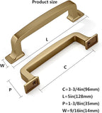 kHTumeWare 2 Pack 3-3/4 Inch Cabinet Handles - Brushed Brass and Gold Drawer Pulls - Cupboard and Drawer Hardware