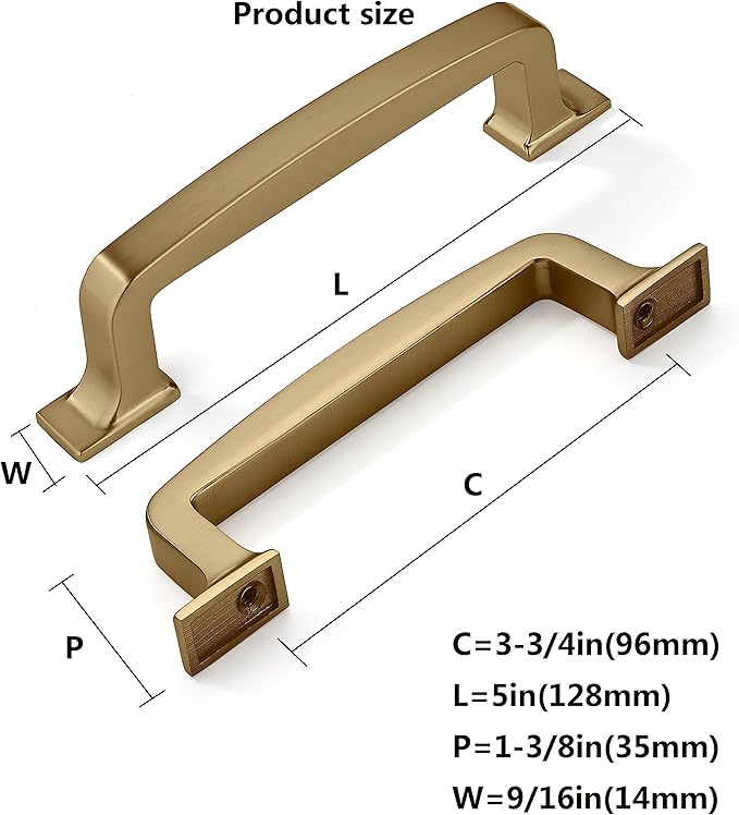 Khtumeware 2 Pack 3-3/4 Inch Cabinet Handles - Champagne Bronze Cabinet Pulls & Warm Brass Drawer Pulls