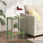 TUTOTAK End Table, Side Table, Nightstand, 2-Tier Storage Shelf, Sofa Side Table for Small Space, Living Room, Bed Room Olive Green TB01BOG034