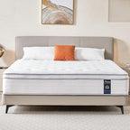 Queen Mattress, 10 Inch Hybrid Mattress in a Box, Memory Foam and Individual Pocket Springs, Fiberglass Free, Soft and Breathable, Medium Firm Feel