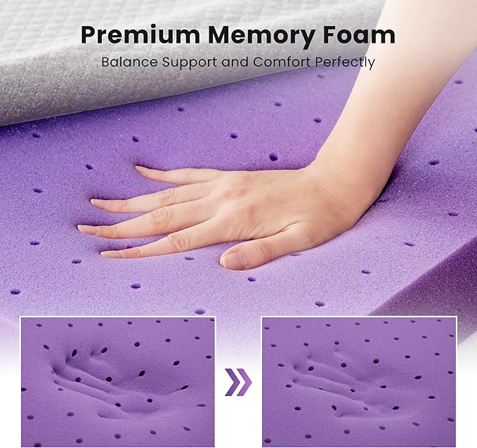 SINWEEK 3 Inch Gel Memory Foam Mattress Topper King Size, Pad for Back Pain, Bed Topper with Removable Soft Cover, CertiPUR-US Certified,Grey