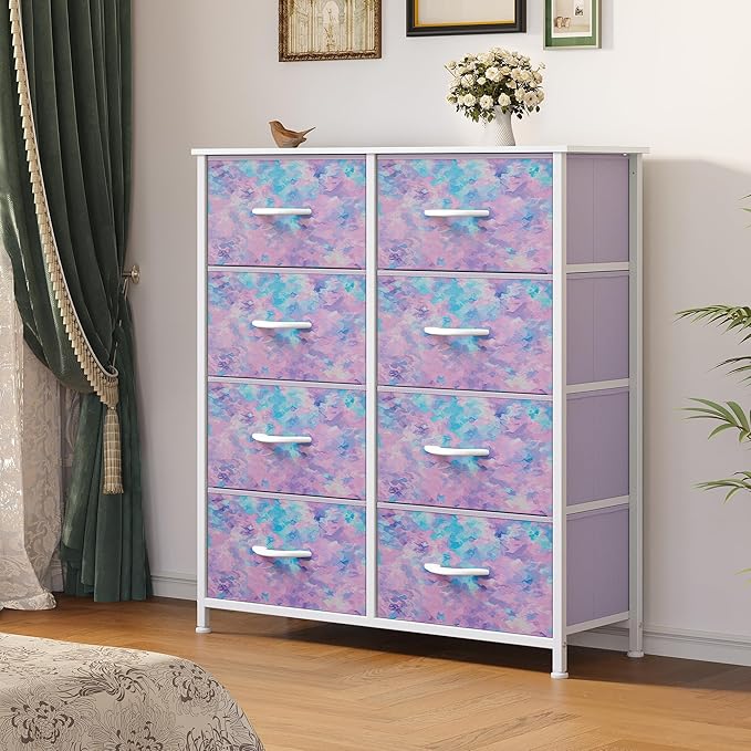 YITAHOME Fabric Dresser Drawer, Tall Storage with 8 Drawers, Dresser & Chest of Drawers, Storage Drawer Organizer for Closet, Living Room, Closets