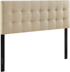 Modway Emily Tufted Button Linen Fabric Upholstered Full Headboard in Beige