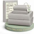 LANE LINEN 100% Organic Cotton Sheets California King Size, Low Pilling Fade Resistant Naturally Cooling Cal King Bedding Set, Soft & Comfy Sustainably Produced Printed Cotton Sheets - Snowdrop