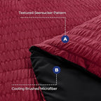 HYMOKEGE Red & Black King Size Comforter Set Seersucker 7 Pieces, All Season Luxury Bed in a Bag for Bedroom, Bedding Set with Comforters, Sheets, Pillowcases & Shams