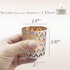 SHMILMH White and Gold Votive Candle Holders Set of 12, 4 Patterns Frosted Glass Tea Lights Candle Holders for Birthday Party Wedding Table Centerpiece Halloween