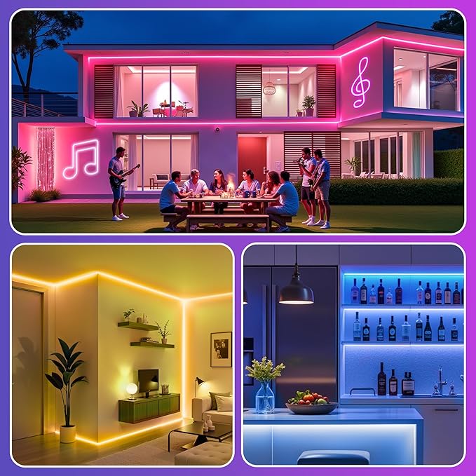 RIYO Neon Rope Lights, 20Ft RGB LED Strip Lights - App & Remote Control, Music Sync, IP67 Waterproof, Flexible Cuttable Neon Lights for Bedroom, Gaming, Party, Outdoor Decor, Multiple Modes