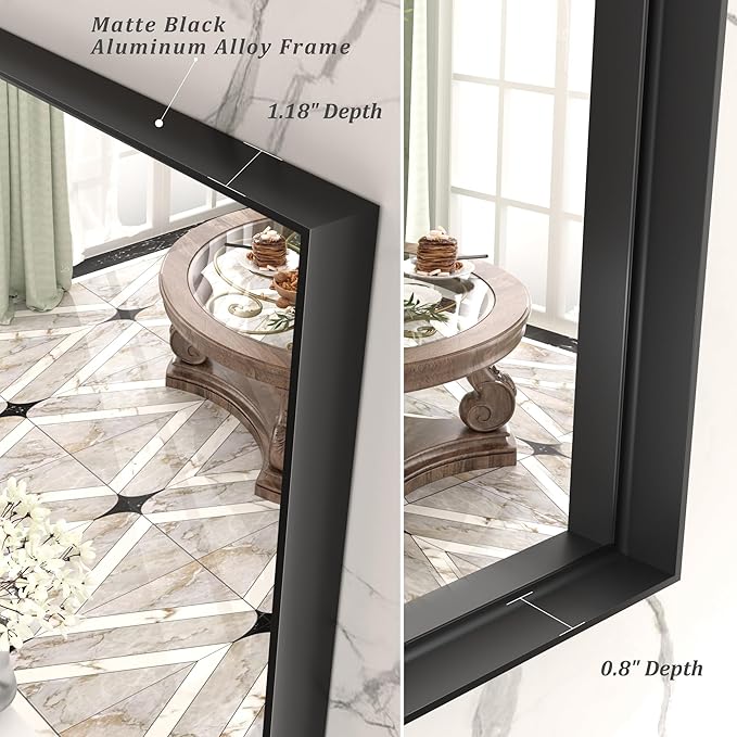 20x30 Inch Black Bathroom Mirror, Black Rectangle Mirror for Over Sink, Matte Black Aluminum Alloy Frame, Shatterproof, Anti-Rust (Horizontal/Vertical)