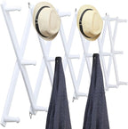 WEBI Accordion Wall Hanger,Wooden Expandable Coat Rack Wall Mounted,Accordion Hat Rack for Wall,Accordion Hook Rack for Hats,Caps,20 Peg Hooks,White