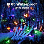 LYHOPE Orange & Purple & Green Halloween Lights, 33ft 100 LED Halloween Decoration Lights Waterproof 8 Modes Battery Operated String Light for Outdoor & Indoor,Tree, Wreaths, Holiday, Party Decor