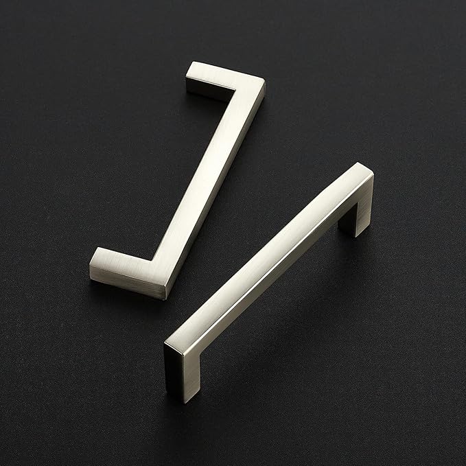 Ravinte 25 Pack Solid 3-1/2 Inch Center to Center Slim Square Bar Drawer Handles - Cabinet Hardware Brushed Nickel Pulls for Kitchen and Drawers