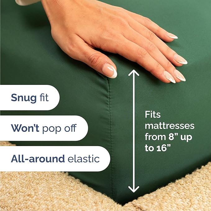 Cal King 6 Piece Sheet Set - Comfy Breathable & Cooling - Ultra-Soft Hotel Luxury Bedding Set w/ 8-16 Inch Deep Pockets - 1 Flat & 1 Fitted Sheet & 4 Pillowcases - Wrinkle Free & Easy Care - Emerald