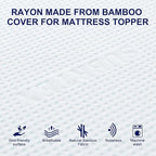 Subrtex 3 Inch Mattress Topper Cover (Only Cover) Mattress Topper Protector Bedding Rayon Made from Bamboo Removable Mattress Encasement with Zippers, Queen