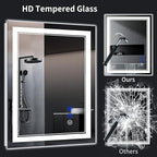 38"x26" LED Bathroom Mirror with Anti-Fog, Stepless Dimmable Lights, 3 Color Modes, Shatter-Proof Tempered Glass, Memory Function & Waterproof Design
