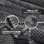 Exclusivo Mezcla Fleece Throw Blanket Extra Large, Super Soft and Warm Blankets for Couch, Sofa and Bed Waffle Textured, Cozy, Fuzzy and Lightweight (Dark Grey, 50x70 Inches)