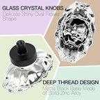 5pcs Glass Cabinet Knobs, Oval Crystal Drawer Knobs, Vintage Crystal Drawer Pulls for Modern Dresser Cabinets and Cupboards