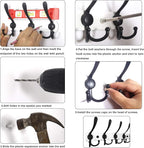 WEBI Coat Rack Wall Mounted,4 Coat Hooks for Hanging Coats,Hook Rack Rail Coat Hanger Wall Coat Rack with Hooks for Clothes,Black,2 Packs