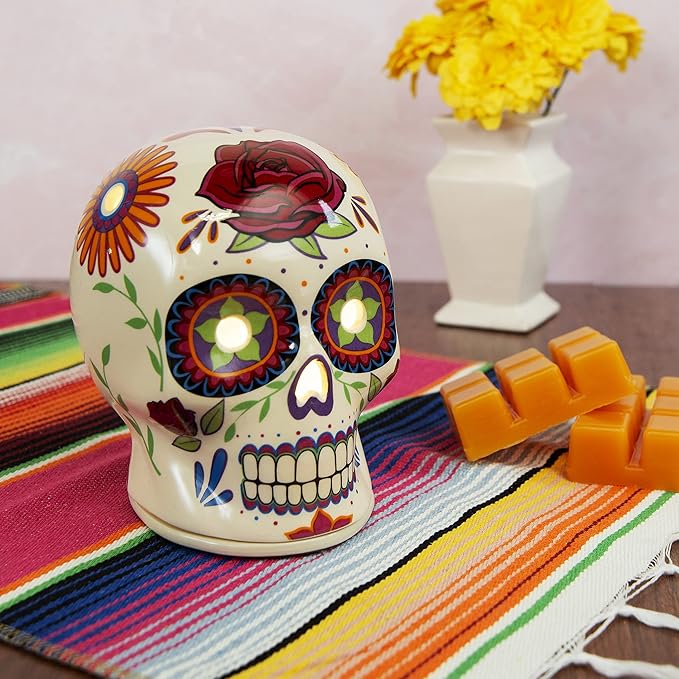 Scentsationals Day of The Dead Collection Flor De Muerto Wax Melt Warmer - Candle Wax Melter for Fragrance Cubes and Tarts