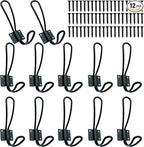 Rustic Entryway Hooks-12 Pack Farmhouse Hooks with Metal Screws Included, Black Decorative Wall Mounted Rustic Coat Hooks Rack, Double Vintage Organizer Hanging Wire Hook Clothes Hanger