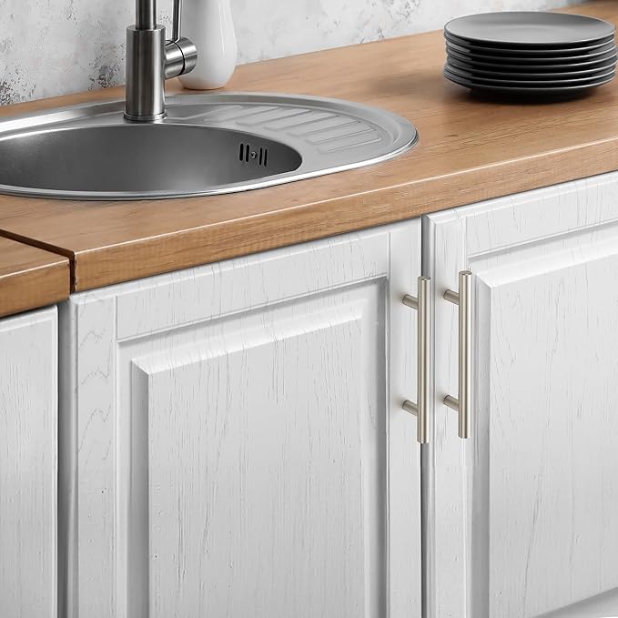 JOY DECOR 15 Pack Cabinet Handles, Brushed Nickel Cabinet Pulls, 4 in Hole Center Kitchen Cabinet Handles, Stainless Steel T Bar Handles for Dresser Drawers
