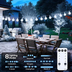 Minetom Crystal Globe String Lights Plug in - 33 ft 100 LED Globe Fairy String Lights with Remote and Timer, Waterproof for Bedroom Tent Loft Bed Window Porch Patio Wedding Party Holiday Decor, White