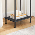 HOOBRO Side Table with Charging Station, Set of 2 End Tables with USB Port and Outlets, Nightstand with 2-Layer Storage Shelves for Small Spaces, Living Room, Bedroom, Black BK09UBZP201
