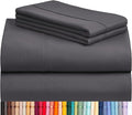 LuxClub 4 PC King Sheet Set, Deep Pockets Wrinkle Free Cooling Bed Sheets Hotel Bedding for Women, Men, Kids & Teens, Includes 1 Fitted Sheet, 1 Flat Sheet and 2 Pillowcases - Silky Soft Dark Grey