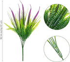 12 Bundles Outdoor Artificial Plants Flowers UV Resistant Fake Grass Plants Tropical Faux Bushes Shrubs for Home Front Porch Outside Planter Garden Landscape Décor