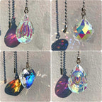 4 Pieces Crystal Ceiling Fan Pull Chain Decorative Rainbow Pull Chain Extension 20 Inch Ceiling Ornament with Ball Connector(Longan, Water Drop, Heart, Round)
