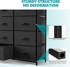 OLIXIS Dresser for Bedroom,8 Storage Fabric Drawers, Metal Frame and Wooden Top, Tall Storage Drawer Dresser for Closet with Easy Pull Handles for Living Room, Entryway, Small Space Black