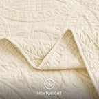 Love's cabin Twin Quilt Bedding Set Beige Bedspreads - Soft Bed Summer Lightweight Bedspread Comforter - Coin Pattern Bedding Coverlet for All Season - 2 Pieces (1 Quilt, 1 Pillow Sham)