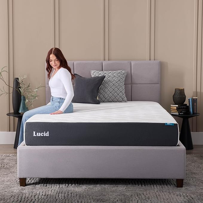 Lucid 10 Inch Memory Foam Mattress - Firm Feel - Infused with Refreshing Bamboo Charcoal and Cooling Gel - Bed in a Box - Temperature Regulating - Pressure Relief - Breathable - King Size