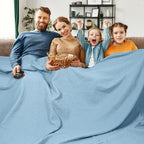 PHF Pre-Washed Cotton Waffle Weave Family Blanket,Oversized King Size 120"x 120"-Snag Proof Lightweight Breathable, 10'x 10' Huge Extra Large Big-Elegant Aesthetic Home Decoration Gift,Dusty Blue
