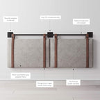Nathan James Harlow Modern Wall Mount Hanging Headboard, Queen, Gray with Brown Faux Leather Straps