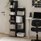 Furinno PASIR Book Shelf, 5-Tier Corner Bookshelf, Open Shelves Bookcase 9.3" x 12" x 51.7", for Living Room, Bedroom, Home Office, Blackwood