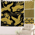 Batmerry Flower Vintage Tapestry, Oriental Japanese Pattern Ornaments Traditional Motives Kimono Wall Hanging Polyester Fiber White Ruffled Around For Dorm Room Bedroom Living Room, 30 X 40 Inches