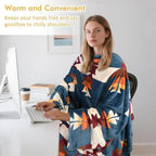 Catalonia Wearable Fleece Blanket with Sleeves and Foot Pockets for Adult Women Men, Micro Plush Comfy Wrap Sleeved Throw Blanket Robe Large, Southwest Blue