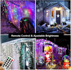 Toodour Christmas Icicle Lights Outdoor, 2 in 1 White & Multicolor Color Changing Icicle Lights with 60 Drops, 29.5ft 360 LED Christmas Light Fairy Twinkle Light for Wedding Home Outdoor Xmas Decor