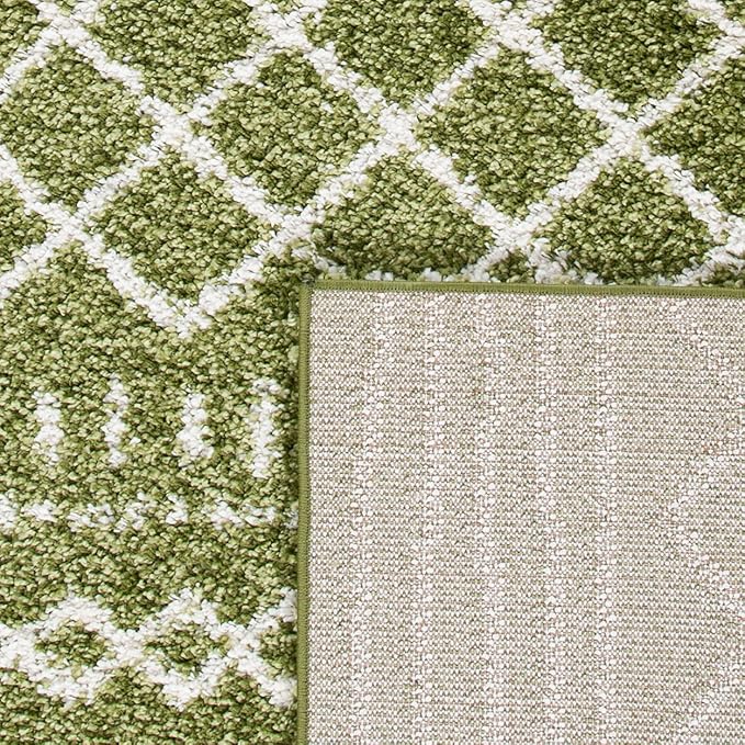 SAFAVIEH Arizona Shag Collection Area Rug - 2'6" x 14' Runner, Green & Ivory, Non-Shedding & Easy Cleaning, Plush Thick Pile, Ideal for Living Room, Bedroom, Dining Space (ASG741X)