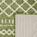 SAFAVIEH Arizona Shag Collection Area Rug - 6'7" x 9'2", Green & Ivory, Moroccan Design, Non-Shedding & Easy Care, 1.6-inch Thick Ideal for High Traffic Areas in Living Room, Bedroom (ASG741X)
