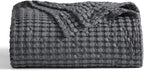 Bedsure Cooling Cotton Waffle King Size Blanket - Lightweight Breathable Summer Blanket of Rayon Derived from Bamboo for Hot Sleepers, Luxury Throws for Bed, Couch and Sofa, Dark Grey, 104x90 Inches
